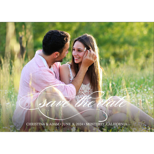 Romantic Script Photo Save the Date Cards